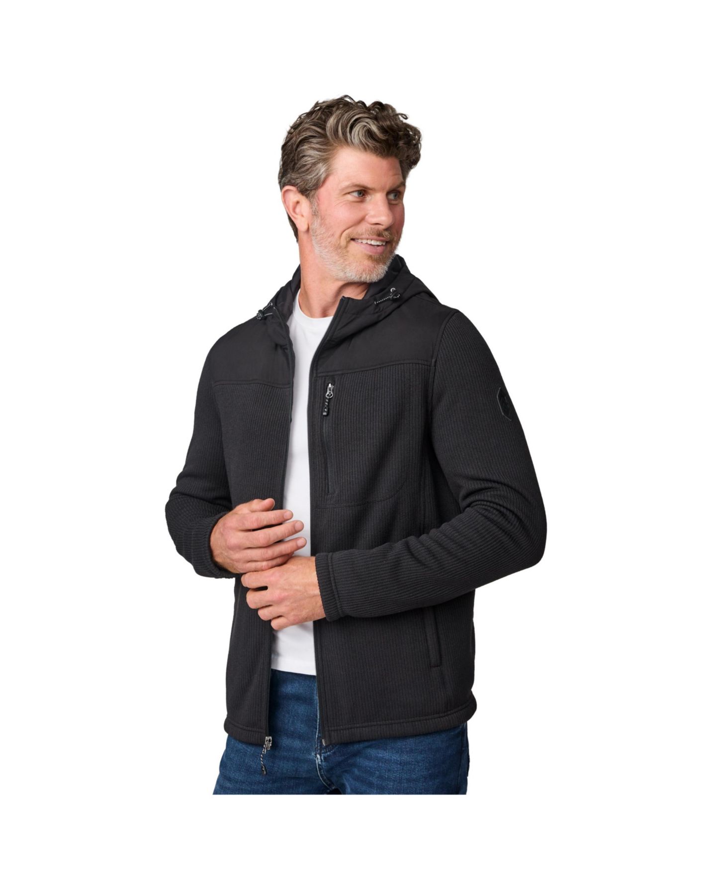 Мужская куртка Free Country Cable Fleece Brisk, цвет: Чёрный — фото 3