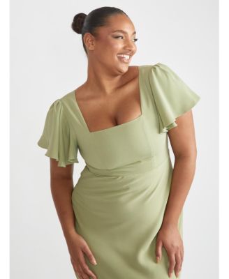 Women's Square Neck Crepe Bridesmaid Dress