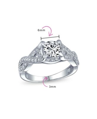 2CTW Round Solitaire Cubic Zirconia Promise  Ring Set CZ Pave Filigree Band Sterling Silver
