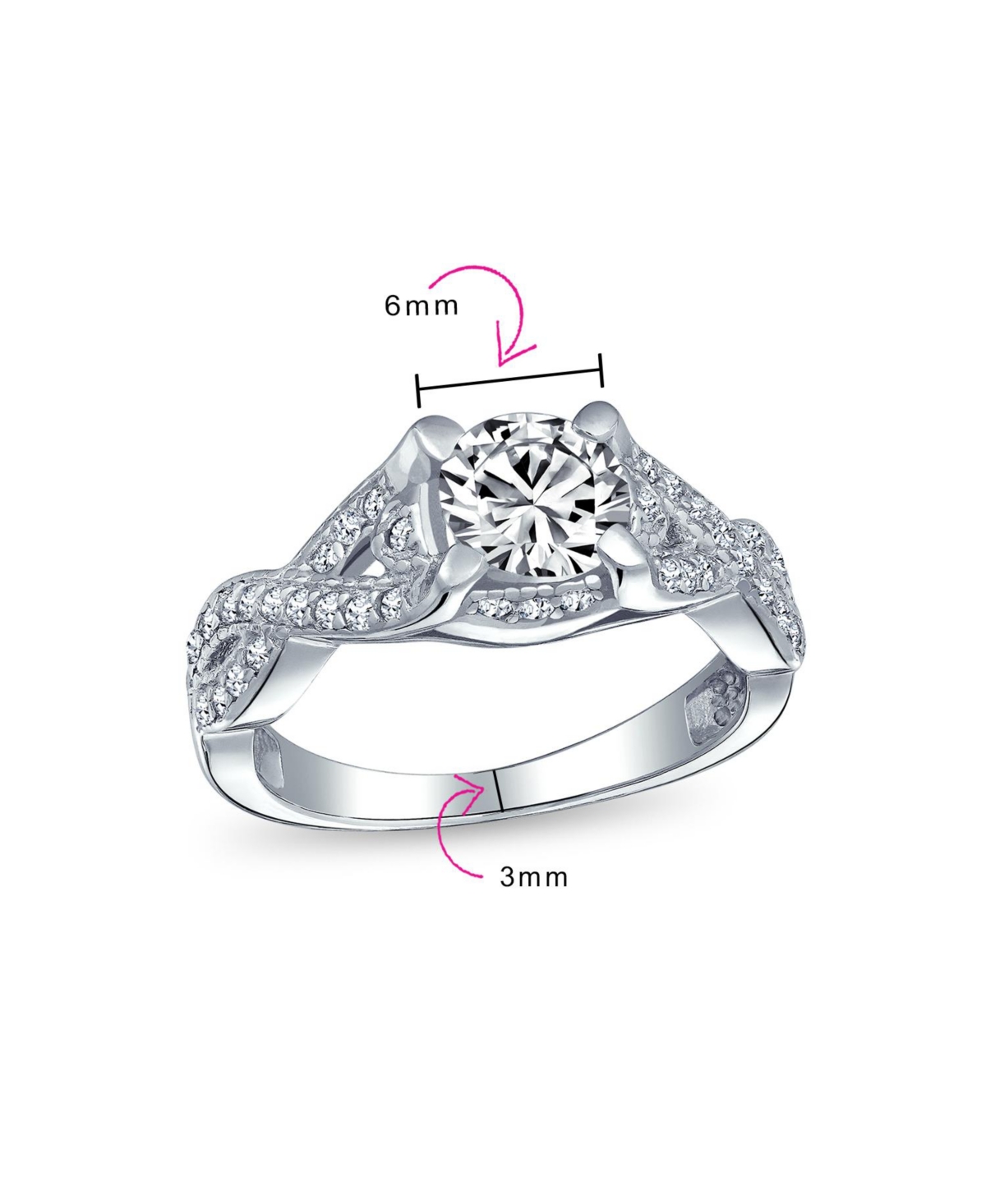 Bling Jewelry 2CTW Round Solitaire Cubic Zirconia Promise Ring Set Cz Pave Filigree Band Sterling Silver