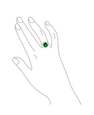 Art Deco Style Rectangle Large Cubic Zirconia Solitaire Green Emerald Cut with CZ Halo 10CT Cocktail Statement Ring Silver Plated
