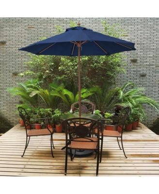 9-Foot Wood-Grained Steel Market Patio Umbrella