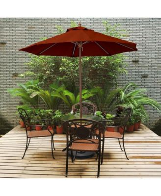 9-Foot Wood-Grained Steel Market Patio Umbrella