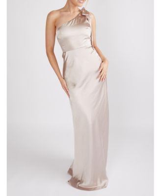 Women's Bow One Shoulder Satin Bridesmaid Dress
