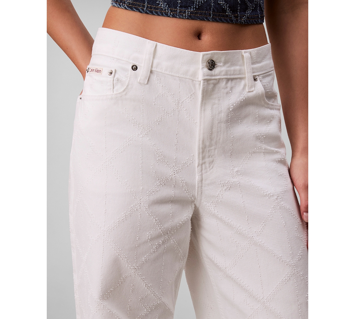 Calvin Klein Jeans Est.1978 Calvin Klein Women's Allover Monogram Low Rise Baggy Jeans In Pink
