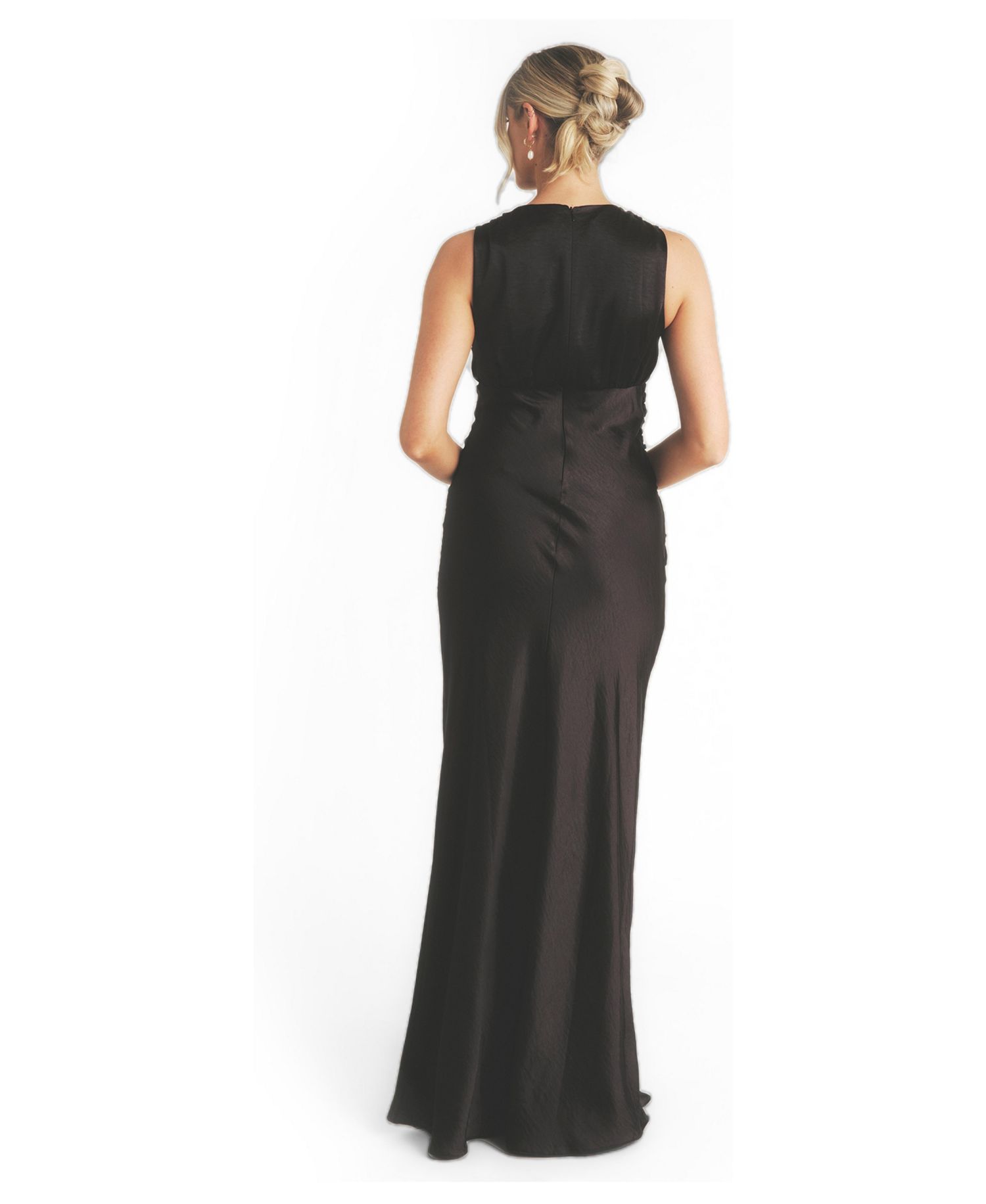 Plunge Drape Satin Bridesmaid Dress