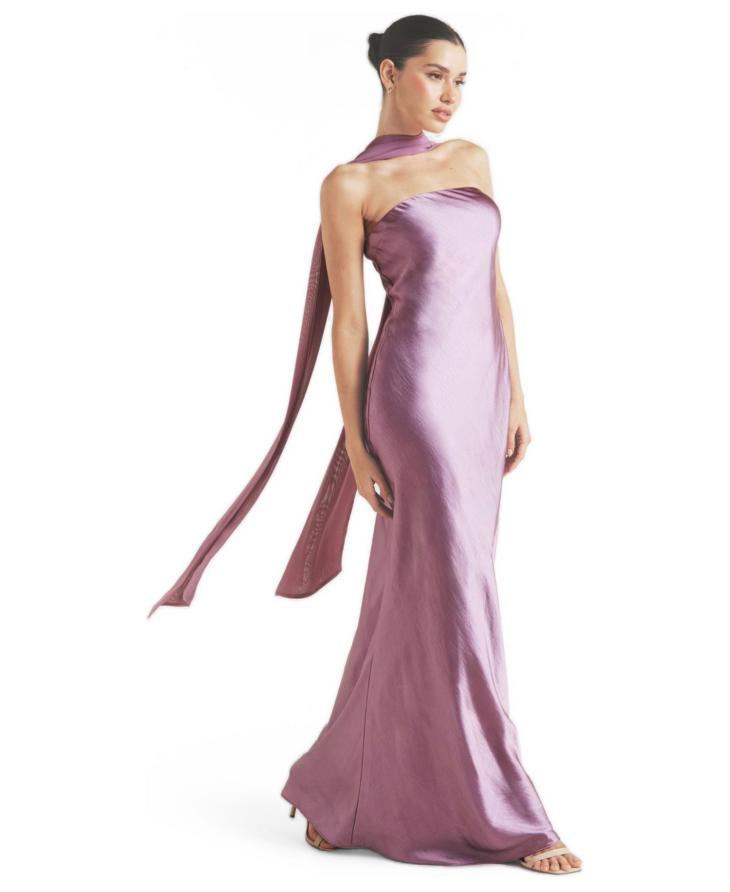 Women's Bandeau Satin Bridesmaid Dress
