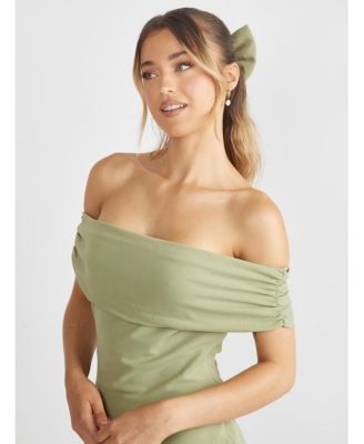 Women's Bardot Gathered Crepe Bridesmaid Dress