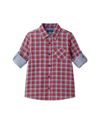 Toddler/Child Boys Red Plaid Two Faced Buttondown