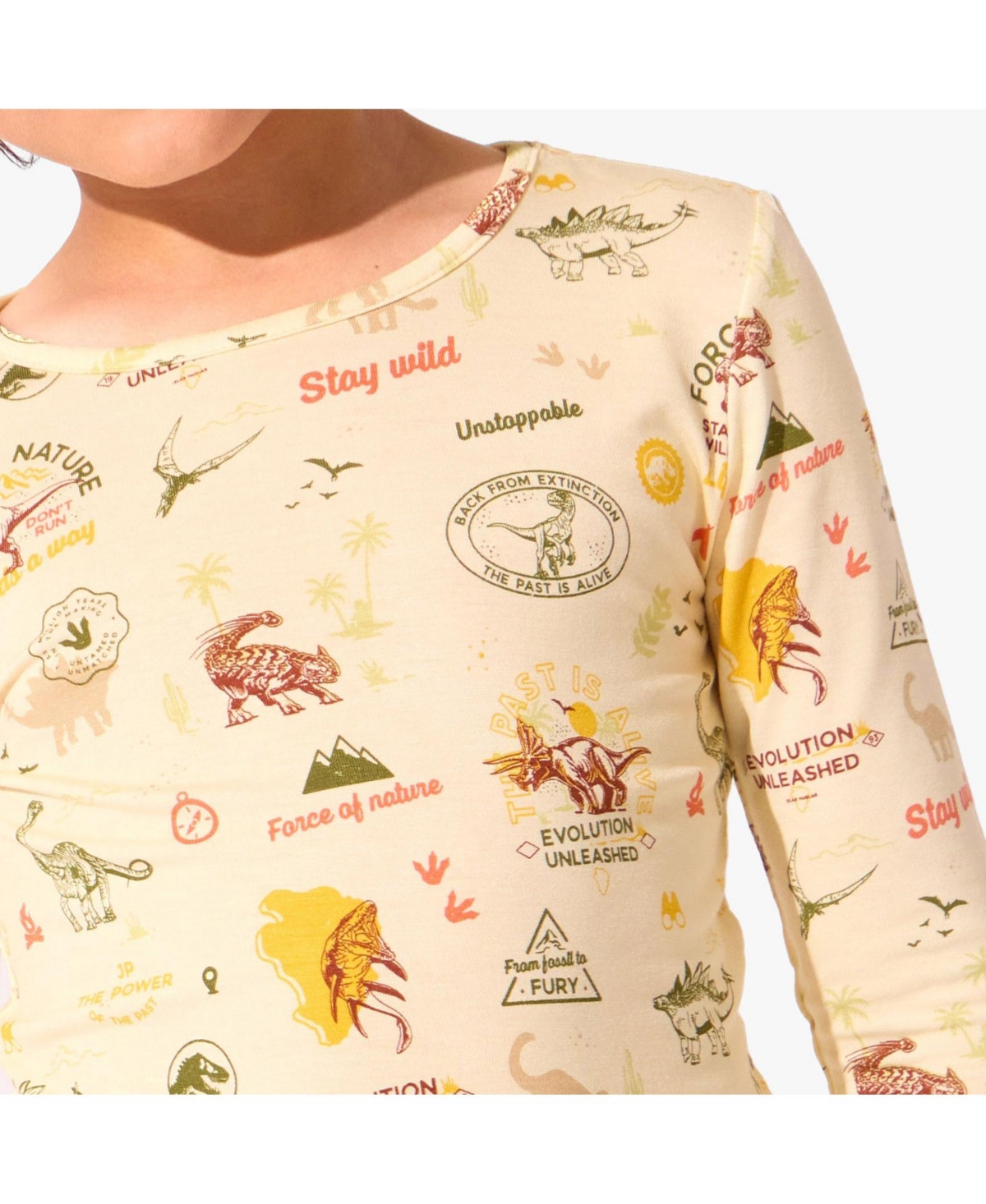Bellabu Bear Kids' Jurassic Park Origins Set Of 2 Piece Pajamas In Yellow