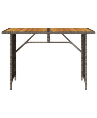 Garden Table Grey PE rattan, powder-coated steel, solid acacia wood