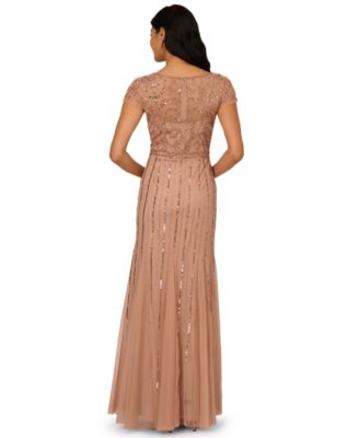 Women's Embellished V-Neck Godet Gown