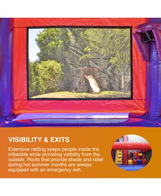 Purplish Commercial Grade Bounce House for Kids and Adults (with Blower), Basketball Hoop, Outdoor Indoor, Birthday Party Rental, Big Inflatable, 13x13