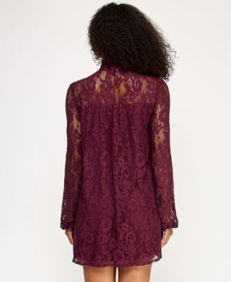Juniors' Embroidered Lace Dress