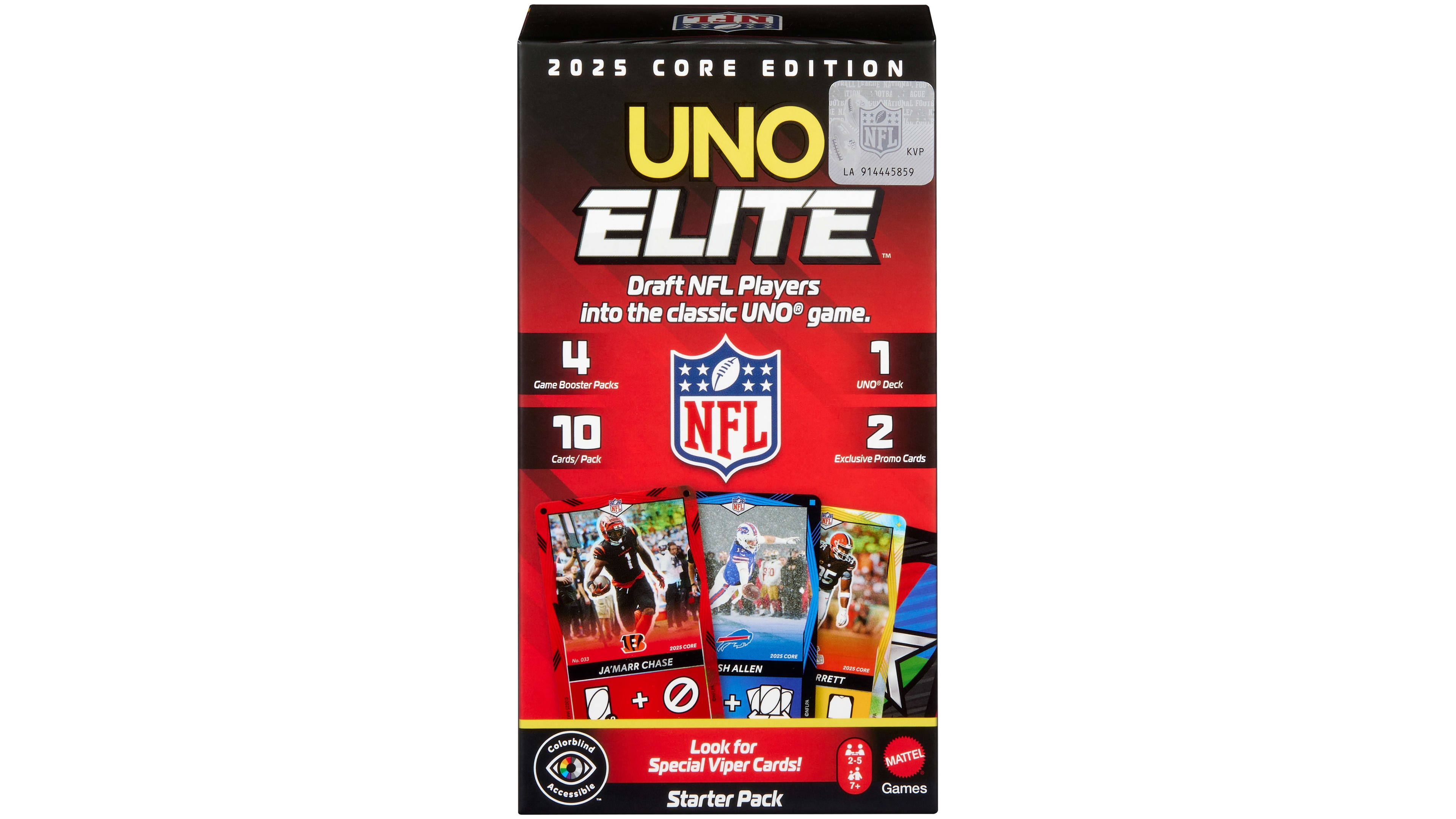 Mattel Uno Elite Nfl Card Game 2025 Core Edition Starter Set