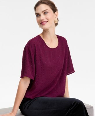 Women's Embellished Short-Sleeve Top, Macy's Exclusive