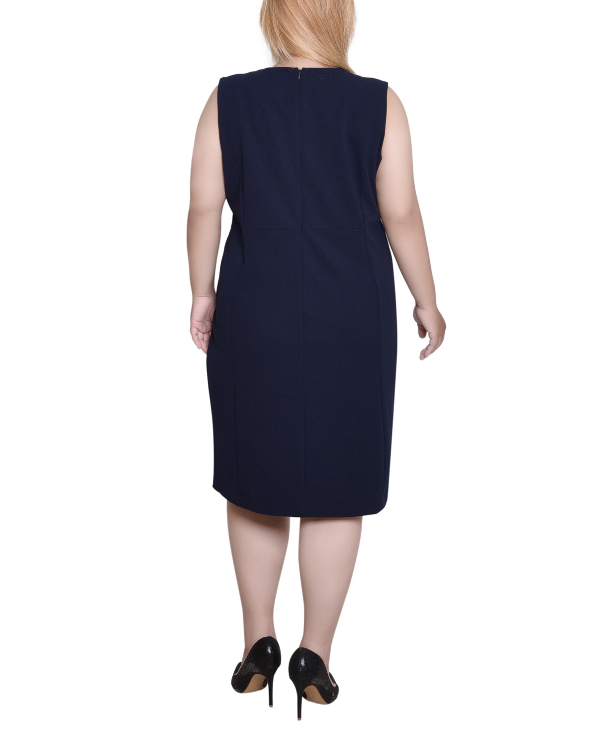 Ny Collection Plus Size Sleeveless Stud Front Dress In Blue