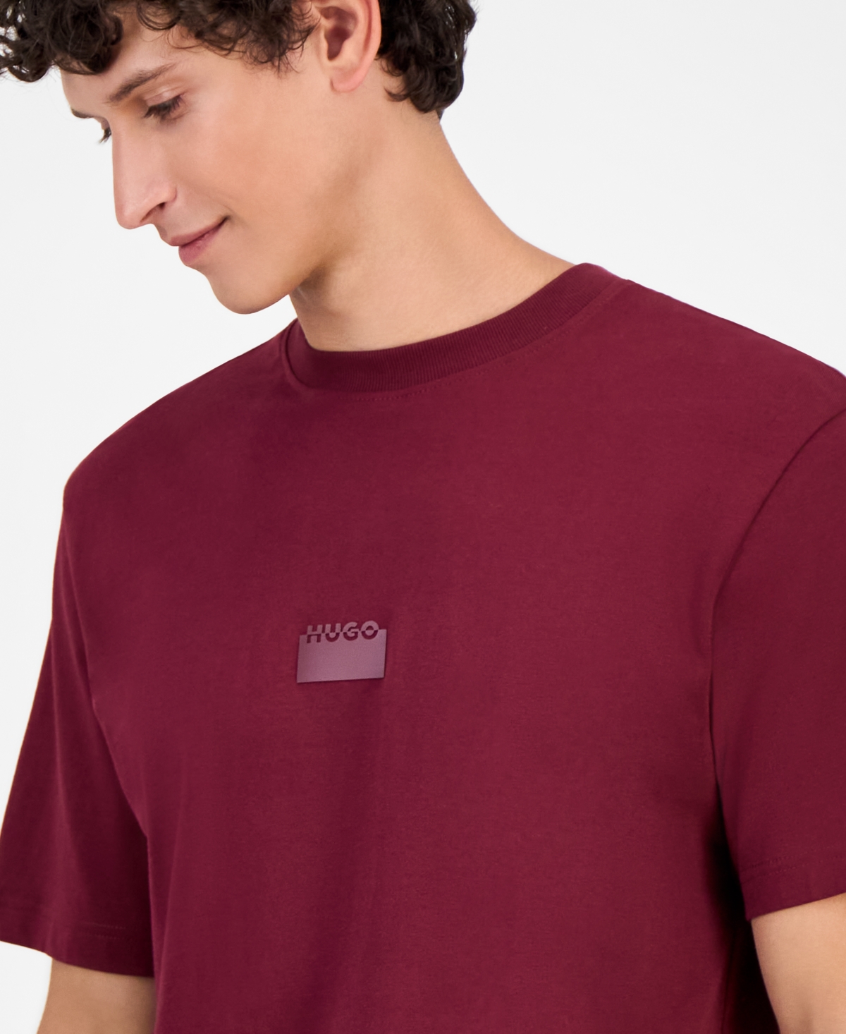 Hugo Boss Hugo By  Men's Cotton Logo Crewneck T-shirt In Red