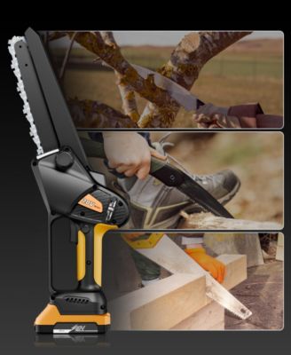 Cordless 8-Inch Mini Chainsaw with Brushless Motor, 20V Battery, Auto-Oiling, and Safety Lock