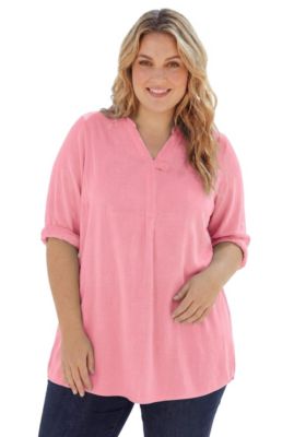 Women's Within Rayon 7-Day Three-Quarter Sleeve Tab-Front Tunic Top