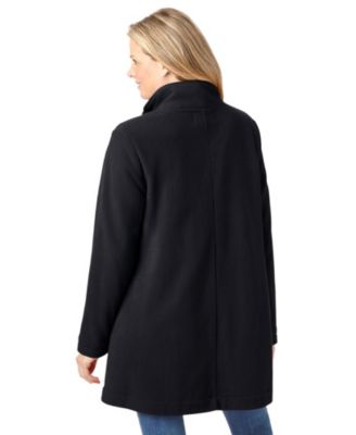 Plus Size Fleece Swing Funnel-Neck Coat