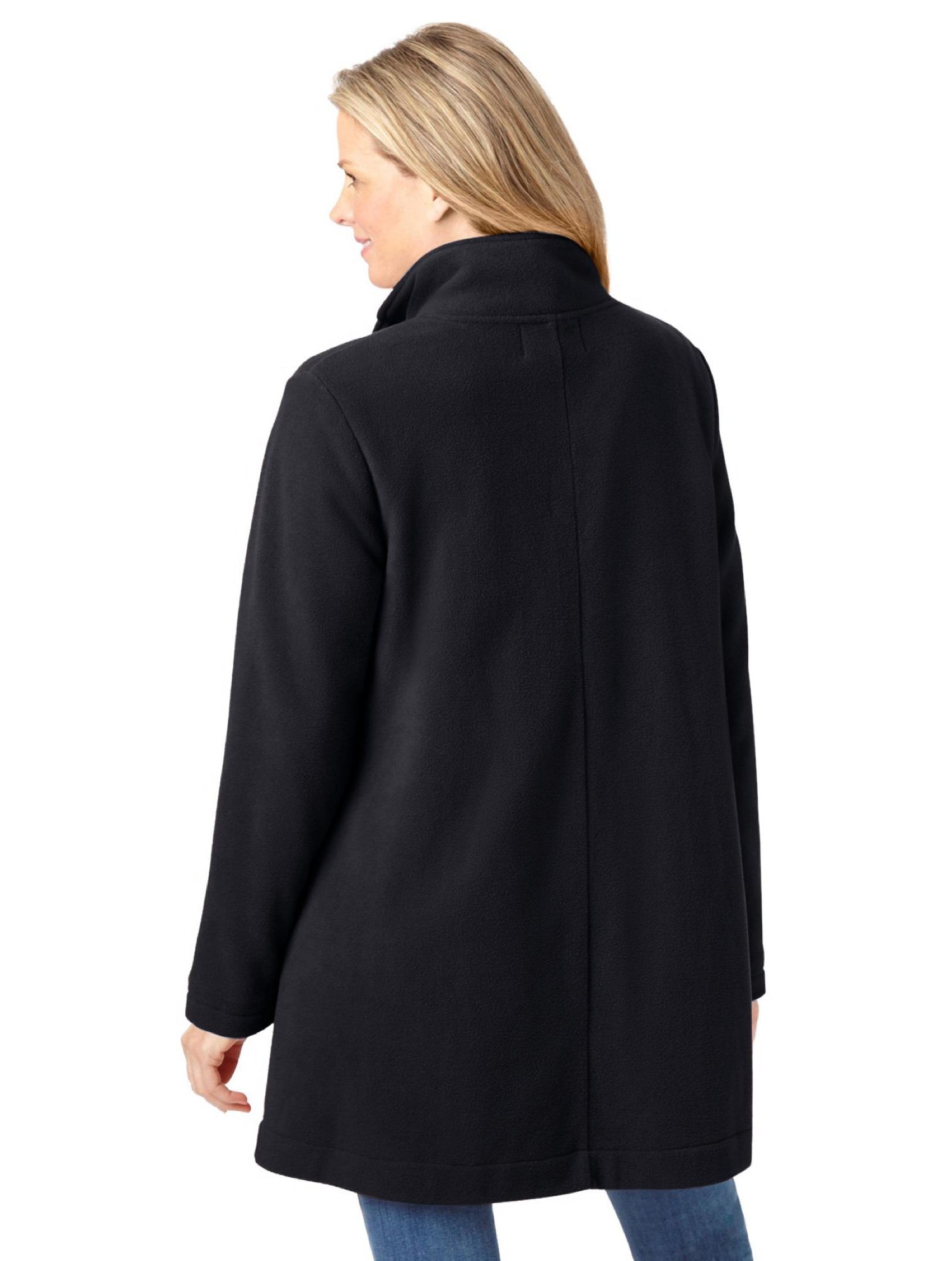 Plus Size Fleece Swing Funnel-Neck Coat