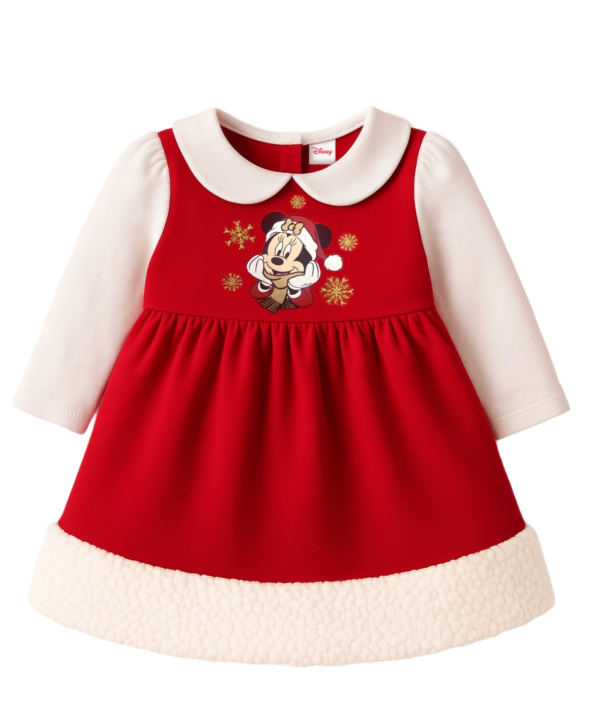 Disney Baby Girls 3-piece Minnie Mouse Holiday Dress, Tights And Hat Set In Red
