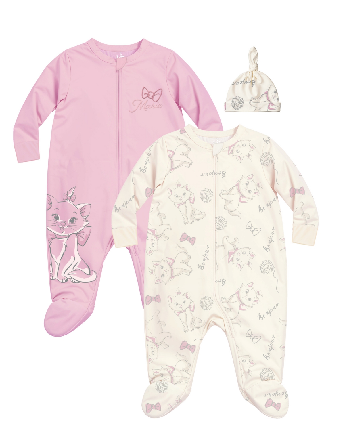 Disney Baby Girls 3-Piece Marie the Cat Long Sleeve Coveralls and Hat Set