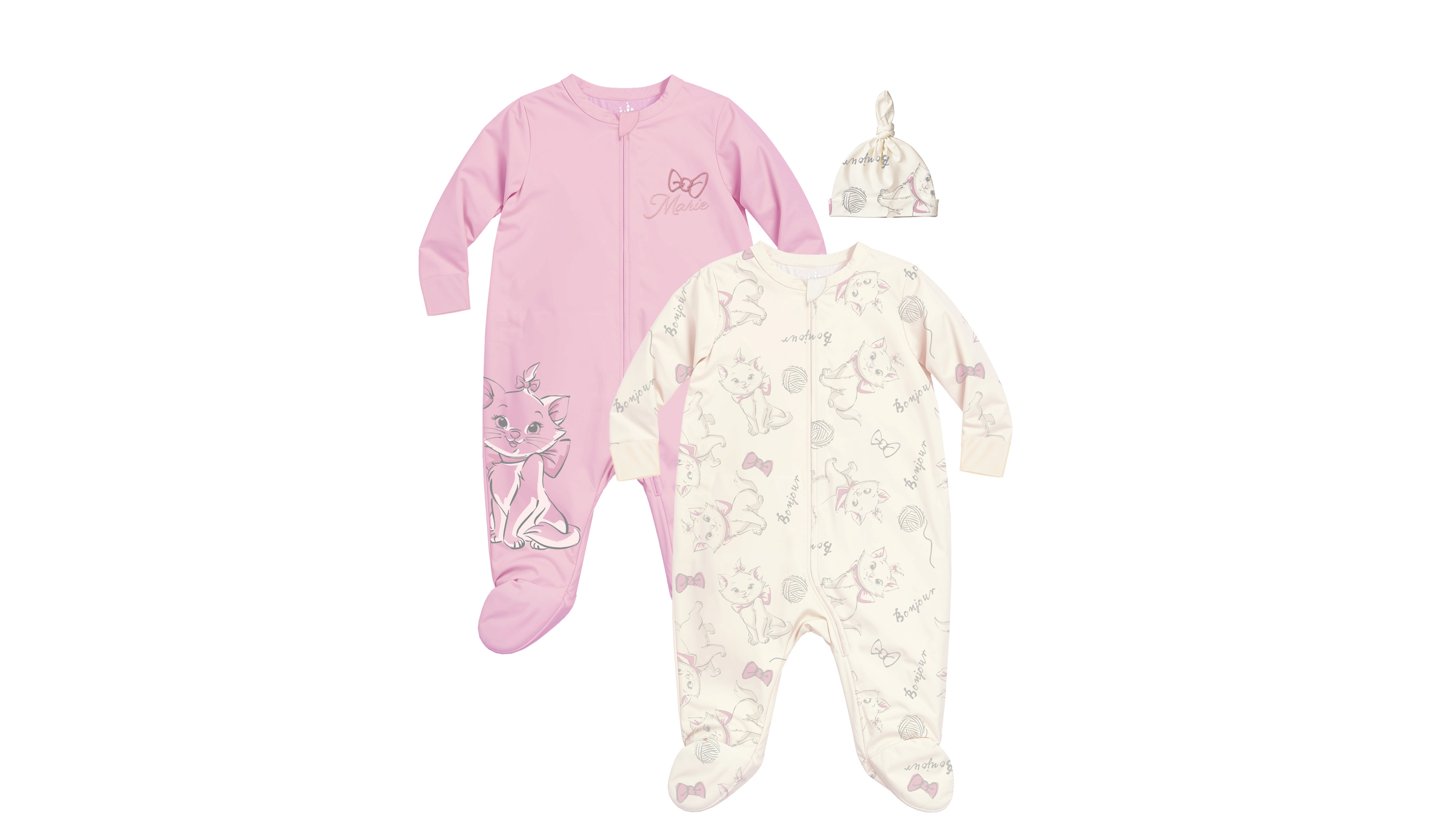Disney Baby Girls 3-Piece Marie the Cat Long Sleeve Coveralls and Hat Set