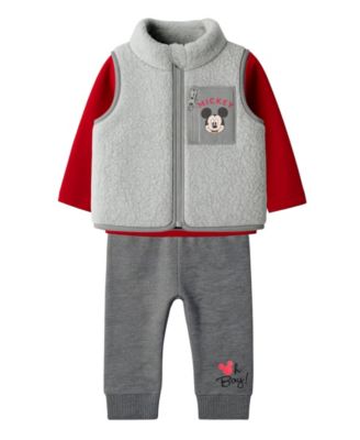 Disney - Baby Boys 3-Piece Mickey Vest, T-Shirt and Joggers Set