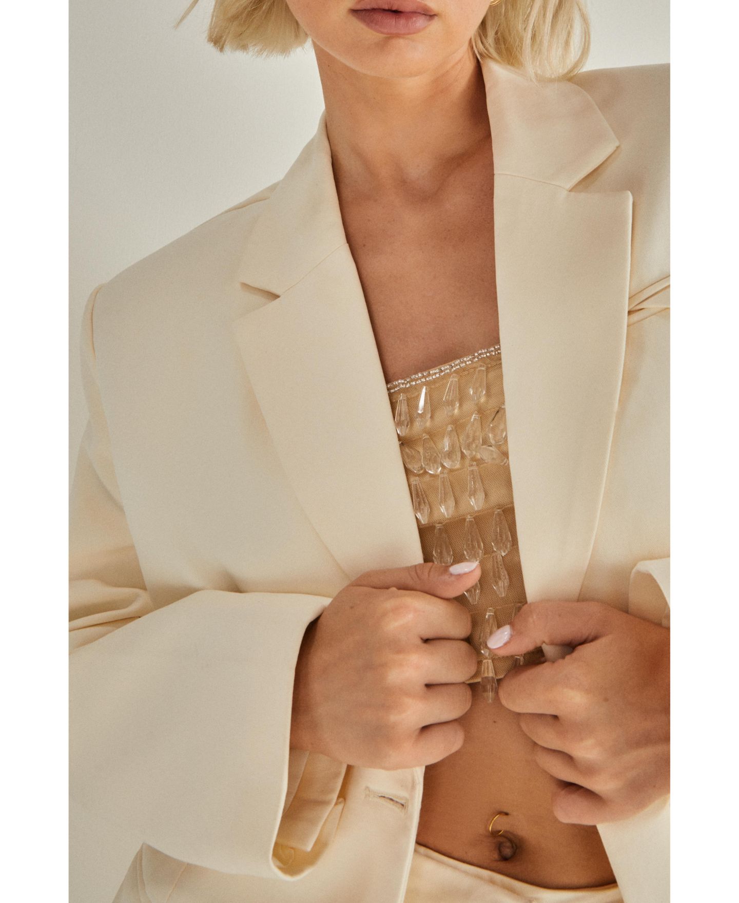 Женский пиджак Nasty Gal Twill Oversized Tailored Blazer, цвет: Кремовый — фото 8