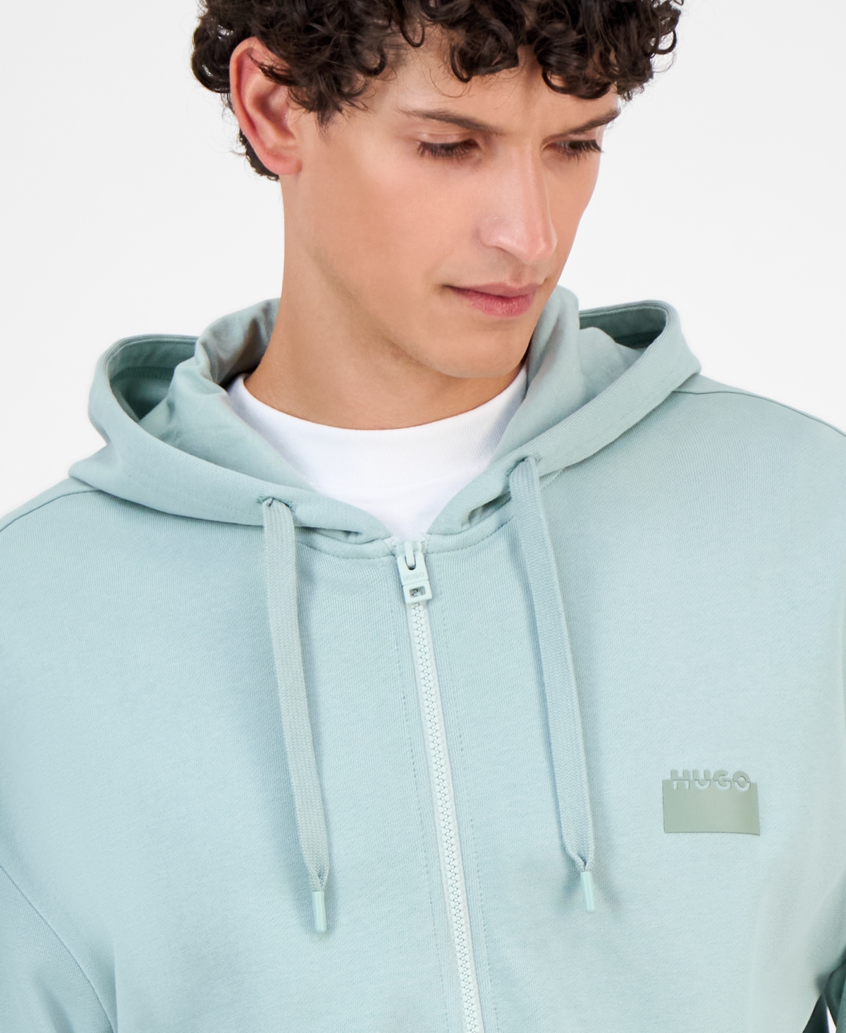 Hugo Boss Hugo By  Men's Delastomer Full Zip Hoodie In Blue