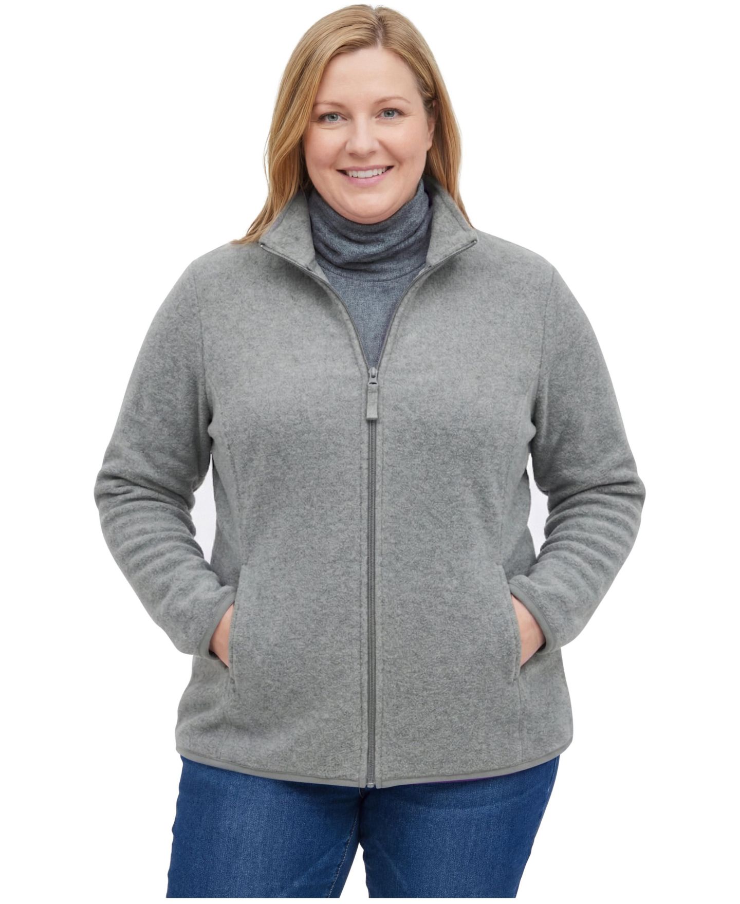 Женское пальто Woman Within Plus Size Within Zip-Front Microfleece — фото 1