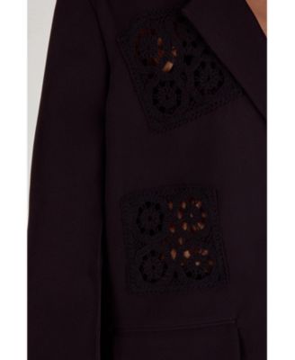 Women's Tailored Crochet Insert Oversized Blazer