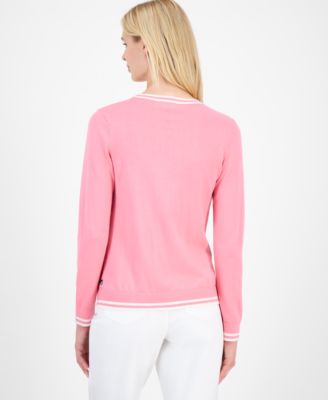 Women's Cotton Cable Knit Crewneck Sweater