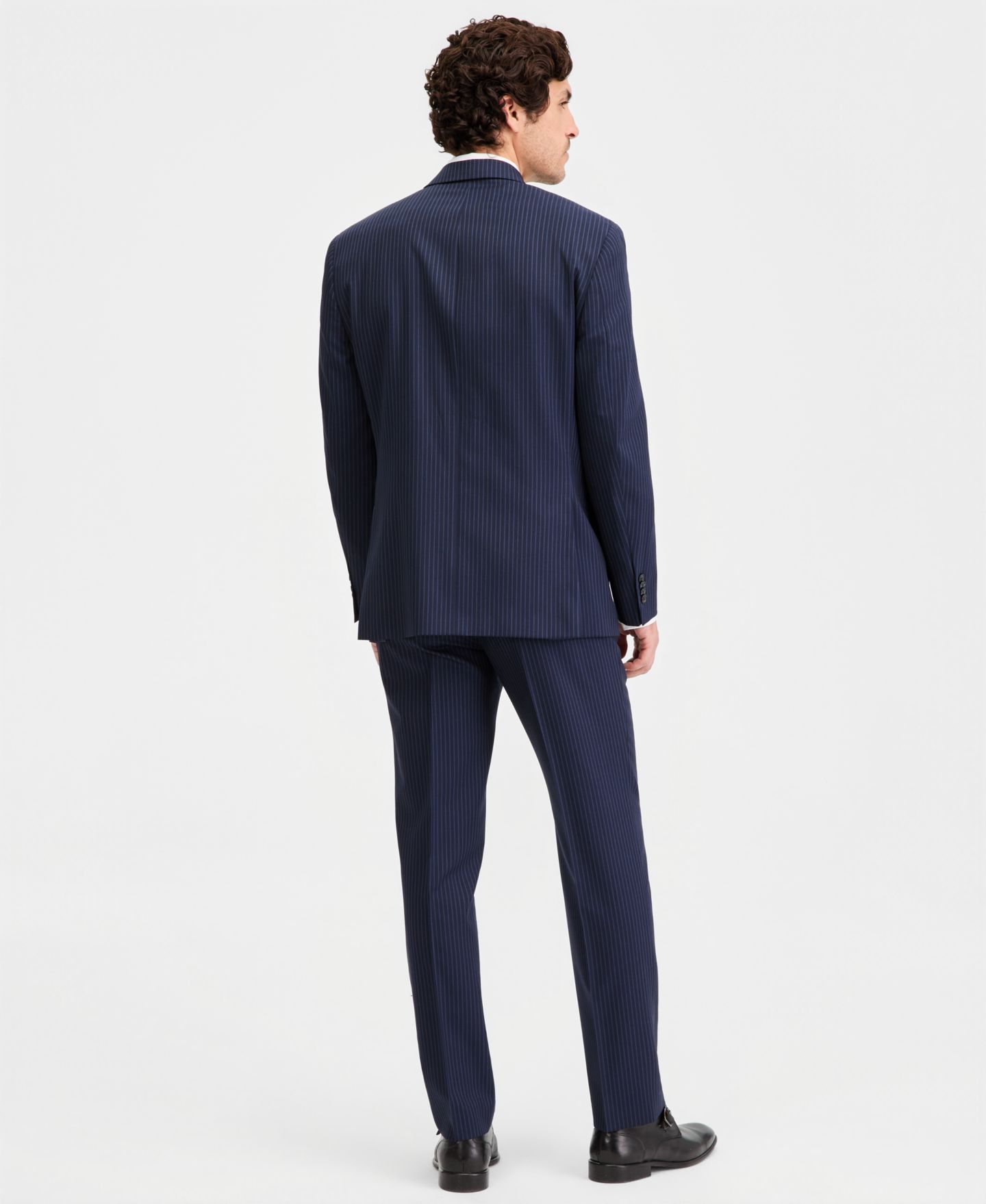 Мужские комплекты Michael Kors Classic-Fit Navy Pinstripe Double-Breasted Suit Separates, цвет: Тёмно-синий — фото 3
