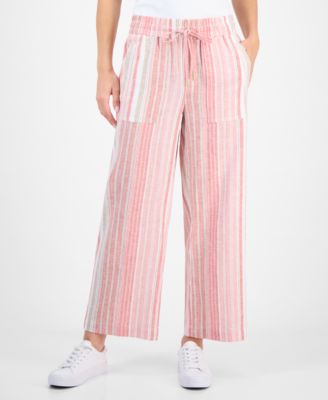Women's Striped Mid-Rise Ankle Pants