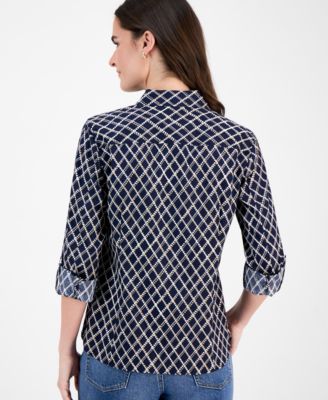 Women's Patterned Roll-Tab Shirt