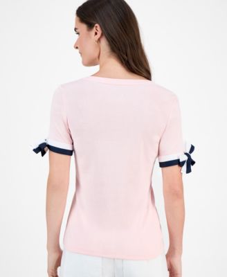 Nautica Women's Cotton Tie-Sleeve Top