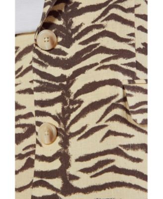 Women's Zebra Print Oversized Tailored Blazer
