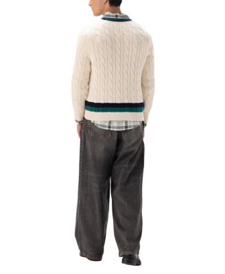 Men's Cotton Cable Knit Cricket Sweater