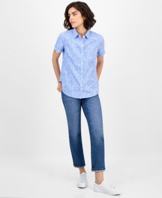 Women's Paisley Short-Sleeve Camp Shirt