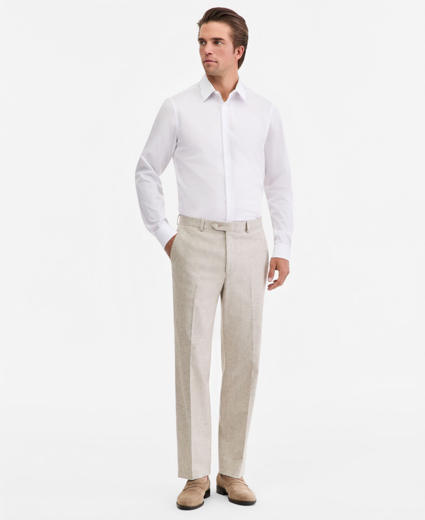 Мужские брюки Michael Kors Classic-Fit Tan Texture Suit Separate, цвет: Рыжевато-коричневый — фото 1