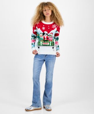 Juniors' Merry Dogs Car Ride Sweater