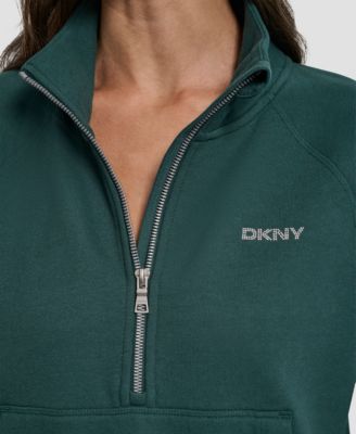 DKNY Women's Studded-Logo Half-Zip Sweatshirt