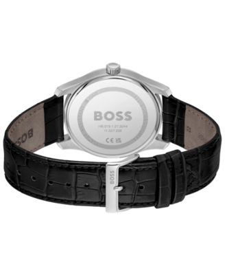 Men's Principle Master Quartz Multifunction Black Calfskin Watch, 41mm