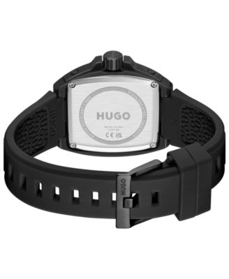 Men's Hugo Id Quartz Basic Calendar Black Silicone Watch, 40.70mm
