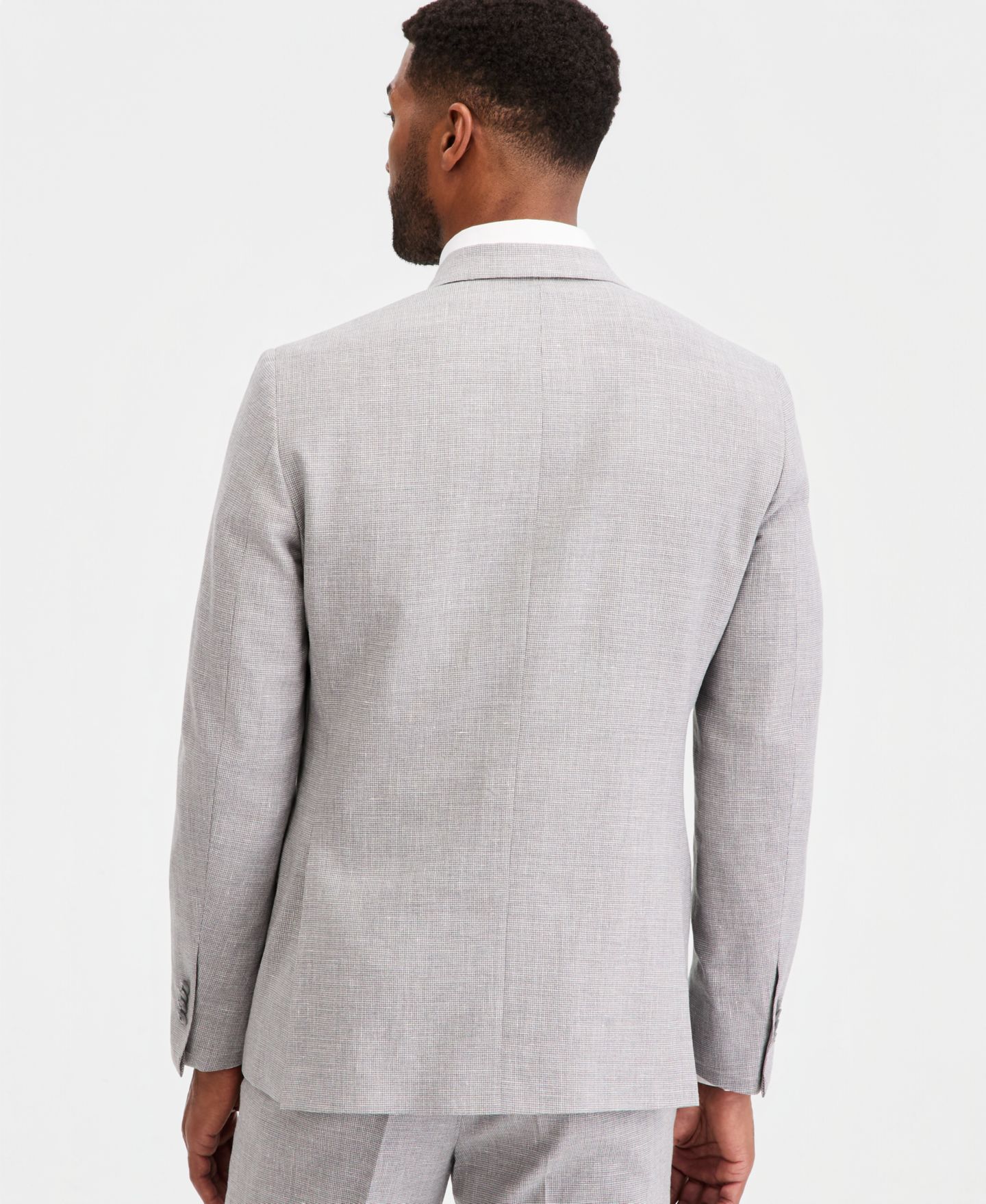 Мужская куртка Michael Kors Classic-Fit Double Breasted Mini Houndstooth Suit Separate, цвет: Светлый серый — фото 2
