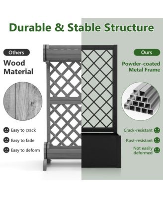 2 PCS Raised Garden Bed with Trellis Metal Planter Box for Climbing Plants
