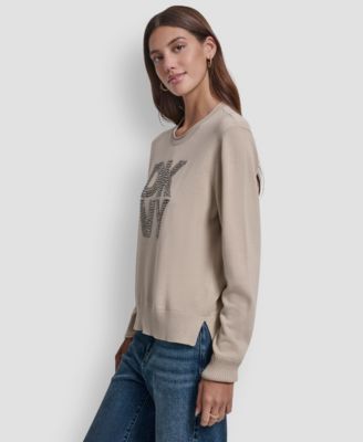 Petite Embellished Logo Crewneck Sweater